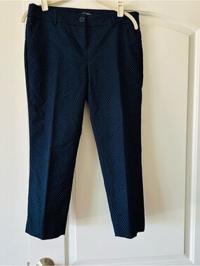 Hilary Radley Navy Microdot Cropped Dress Pants